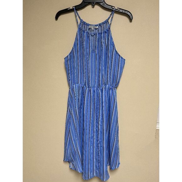 Collective Concepts Womens Halter Neck Romper Blue Striped Sz M - Picture 2 of 4